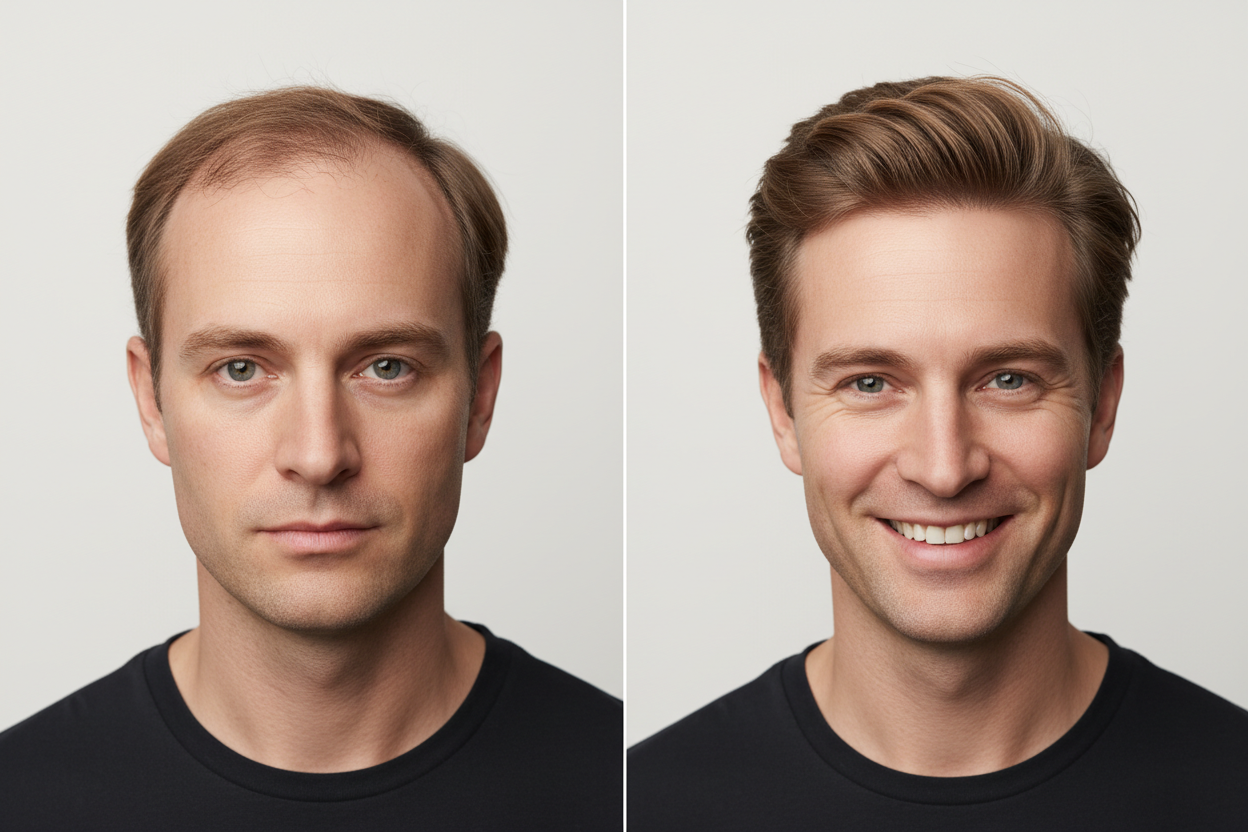 MAN WITH RECEEDING HAIRLINE GETTING A FULL HEAD OF HAIR